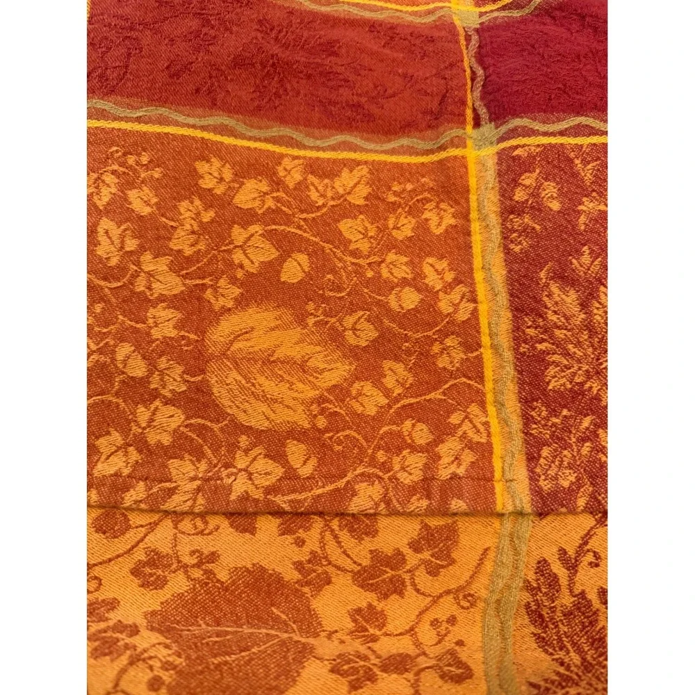 Fall Tablecloth Cotton Maple Leaf Burnt Orange Plus 7 Matching Napkins 52